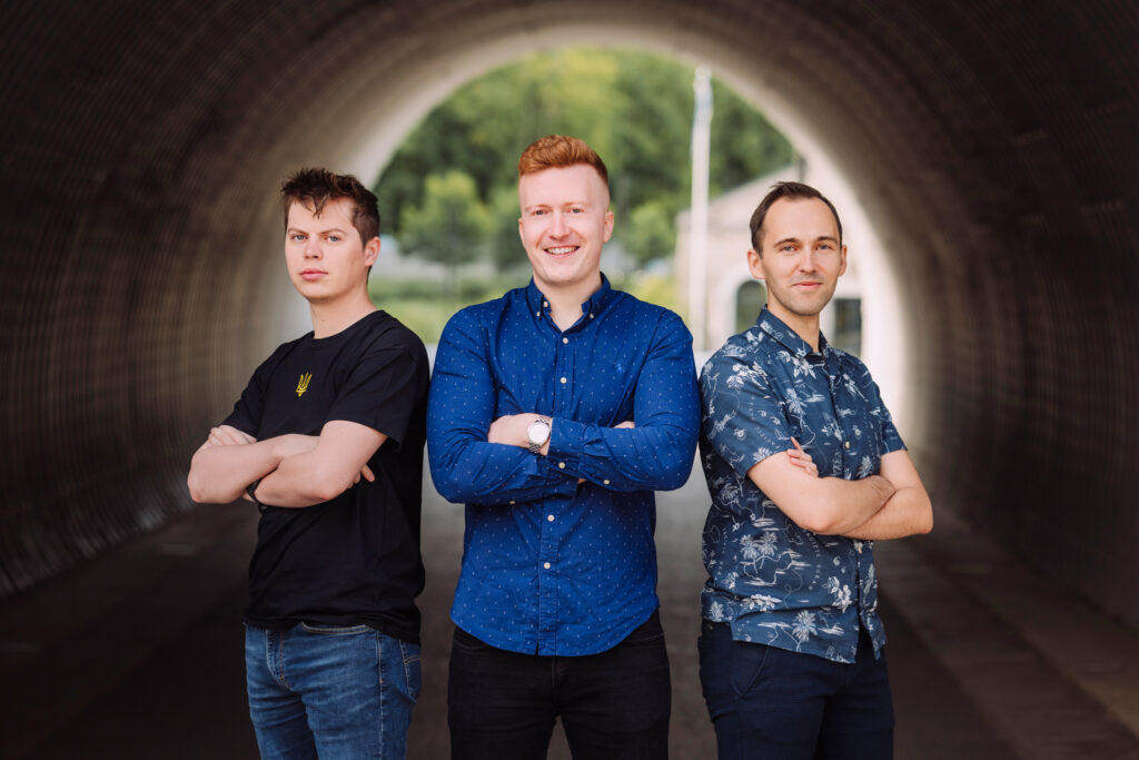 From left to right: Svyatoslav Polishchuk (CDO), Matt Clannachan (CEO), and Kaarel Roben (CTO) of Flowstep. Photo credit: Jake Farra.